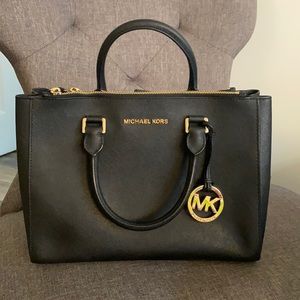 Michael Kors Kellen Black Saffiano Satchel